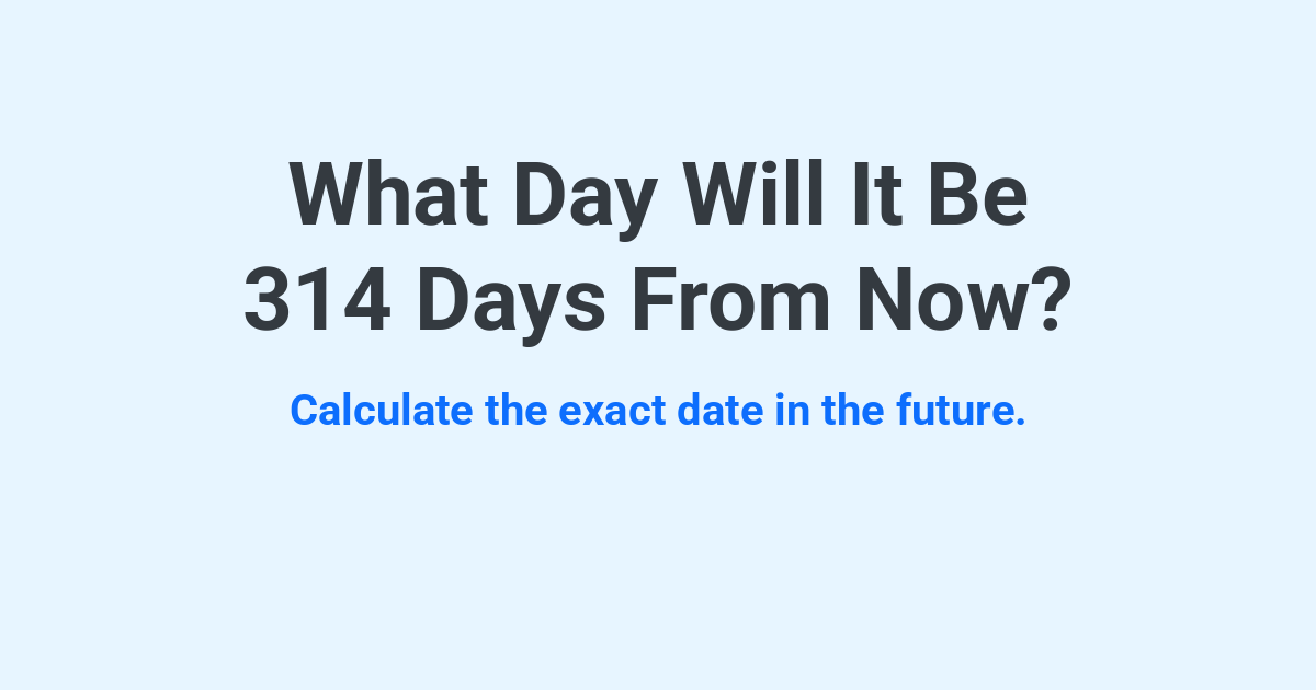 What Day Will It Be 314 Days From Now? | Time.you
