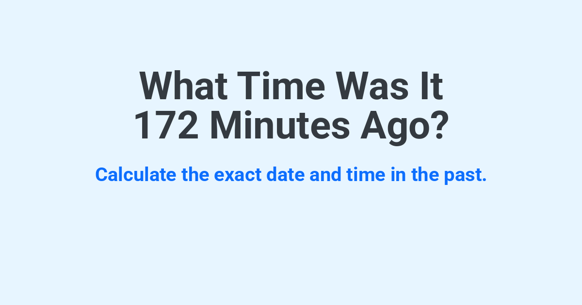What Time Was It 172 Minutes Ago? | Time.you