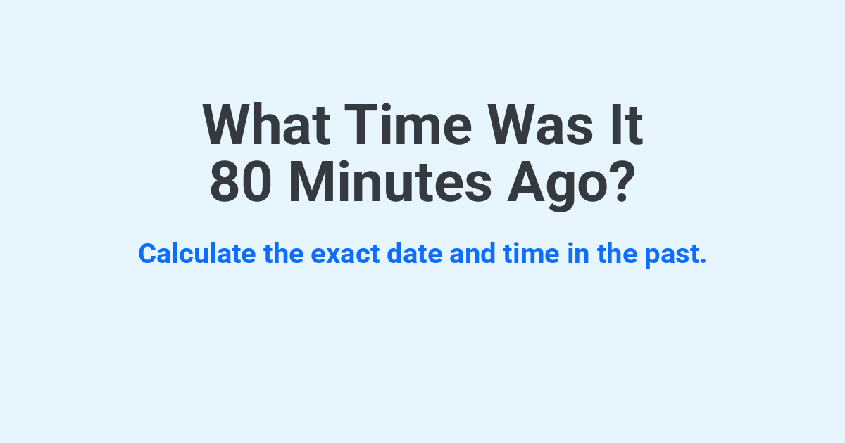 What Time Was It 80 Minutes Ago? | Time.you