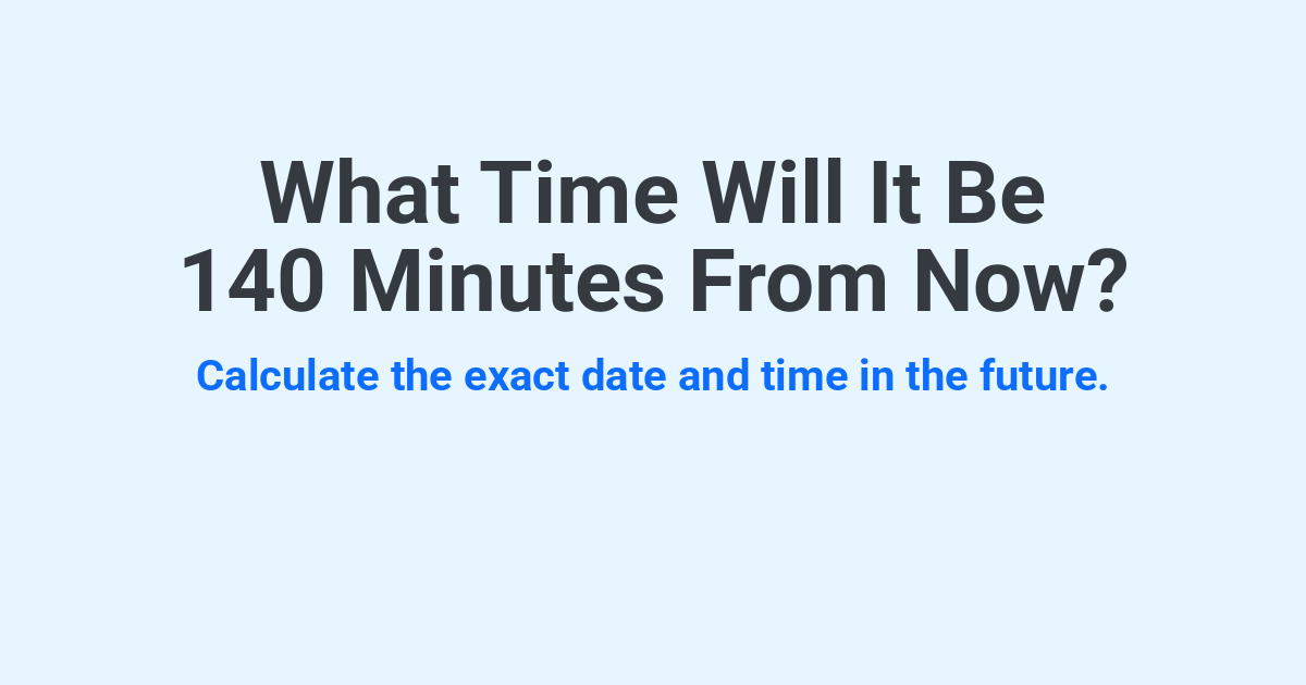 What Time Will It Be 140 Minutes From Now? | Time.you